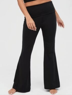 OFFLINE Aerie Black Cotton Blend Foldover Super Flare Hi-Rise Size XSmall NWOT